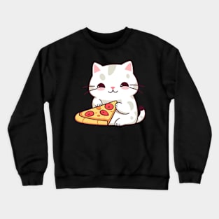 cats and pizza Crewneck Sweatshirt